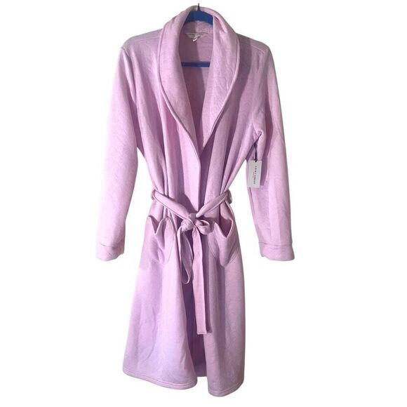 Laura Ashley Heart Embossed Heat Shape Pockets Pink Love Girly Robe Sz M Valenti - Picture 1 of 7